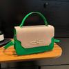 Bolso de Mano de Moda Tendencia, Bolso de Hombro de Moda Tendencia, Textura de PU, Bolso de Mujer con Empalme Estilo Occidental, Bolso Pequeño Cuadrado Cruzado de Color Contrastante