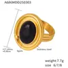 Aretes de Rueda de la Fortuna de Ónix Negro Natural Diseño de Sentido de Nicho Ins Collar de Acero de Titanio de Oro Real 18K de Moda Todo-partido