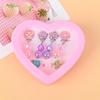 Lindo anillo para niños con clip para las orejas, joyería de diamantes de dibujos animados, juguete de princesa para niñas, caja de regalo de amor, traje