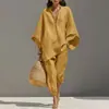 Moda Verão Europeia e Americana Transfronteiriça 2026 Estilo Casual Feminino Design Manga Morcego Gola V Caimento Solto Conjunto