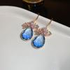 Pendientes de borla de flor de circón con aguja de plata de alta calidad, pendientes de temperamento de lujo ligeros europeos y americanos, pendientes de nicho retro, venta al por mayor para mujeres
