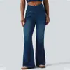 Jeans Acampanados de Alta Elasticidad Amazon para Mujer, Estilo Europeo y Americano de Moda, Ajustados, Cintura Cruzada, Pantalones de Mezclilla de Campana Ancha
