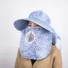 Chapéu de Proteção Solar com Estampa, Chapéu de Colheita de Chá com Cobertura Facial, Chapéu de Sol Versátil de Aba Larga para Ciclismo de Verão para Mulheres