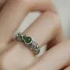 Anel de Abóbora Estilo Chinês Retrô Tendência no TikTok com Padrão de Nuvem de Jade para Mulheres, Design Aberto Ajustável com Anel Inlaid de Fortuna e Prosperidade