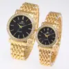 Relojes de hombre de acero con banda de acero y diamantes, estilo casual de negocios transfronterizo, moda, traje, pareja, un par de relojes de cuarzo, venta al por mayor