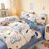 Conjunto de Quatro Peças Escovado e Amigo da Pele Estilo Desenho Animado Outono e Inverno Espessura Lençóis de Cama Capa de Edredom Jogo de Cama de Três Peças 4