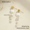 Pendientes de Perla Imitación Barroca con Diseño Retro Transfronterizo Pendientes de Acero Inoxidable Chapados en Oro de 18 Quilates Joyería para Orejas de Lujo Accesible