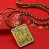 Bodhisattva Manjushri Xizang Banhado a Ouro Artesanato Fino Thangka Zodíaco Coelho Oito Protetores Buda da Sabedoria Colar com Pingente Venda por Atacado
