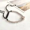 Nuevo Precio Especial Magnético de Pedrería Color Ajustable Tejido Acero de Titanio Alta Calidad Resistente al Color Pulsera de Letras con Cuentas para Mujer