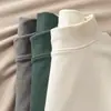 Camiseta Base Versátil Ins-Trendy de Manga Larga de Color Sólido de Doble Cara de Forro Polar para Hombre DeRong 2025 Otoño/Invierno Nuevo de Cuello Alto