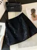 Falda vintage de gamuza resistente con lentejuelas para mujer, nueva de otoño, de cintura alta, brillante, línea A, ajustada, bodycon, corta