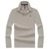 Camisa polo de manga larga de lujo ligero para hombre, hecha de algodón mercerizado, color liso, con un pequeño bordado de caballo en el cuello, adecuada para el uso diario y para ir al trabajo en primavera y otoño