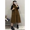 Outono e inverno vestido de veludo cotelê vestido de moda solta idade-redução de idade de tamanho superior roupas femininas