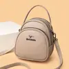 Bolso Negro Sencillo de Múltiples Capas para Teléfono Móvil Otoño Mujer 2024 Bolso Tipo Concha Señoras de Mediana Edad Bolso para Mamá Hombro Único Cruzado