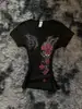 Moda Feminina Europeia e Americana Ins High Street Nova Tendência Harajuku Camiseta Estampada Gola Redonda Slim Fit Y2K Roupas Transfronteiriças