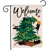 Bandeira de Jardim de Natal Mais Vendida Transfronteiriça Boneco de Neve de Natal Pinheiro Decoração de Pátio Bandeira de Jardim de Linho Dupla Face
