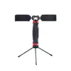 Suporte para selfie stick estabilizador de mão, suporte para câmera de vídeo pequena, acessórios de cabeça de clipe de posição dupla para transmissão ao vivo, suporte universal