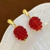 Design Criativo Francês Transfronteiriço Brincos de Framboesa Brincos de Fruta Vermelha Moda Feminina Luxo Leve Alto Padrão