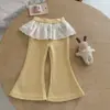 Pantalones de Exterior de Primavera/Otoño para Niña Pequeña FHW Pantalones de Niña Picante Pantalones Elegantes que Cubren el Trasero Pantalones de Campana Falda-Pantalón con Adorno de Encaje para Niños