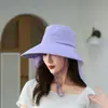 Sombrero de Pescador Protector Solar Transfronterizo para Niños Verano Combinable Viaje Sombrero para el Sol Japonés y Coreano Color Sólido Ala Grande Muestra la Cara Pequeña Sombrero para el Sol