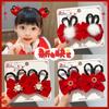 Acessórios de Cabelo de Ano Novo Tiara de Laço para Meninas Peruca Estilo Chinês para Bebê Trança Cabelo Infantil Gancho de Cabelo Vermelho Festival do Meio Outono Dinastia Han