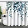 Cortina de Baño Verde Plantas de Amazon Cortina de Ducha Impermeable Antimoho Impresión Digital 3D Bosque de Flores Cortina de Baño Partición Sin Perforaciones