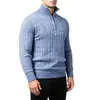 2026 Nuevo Suéter de Punto Trenzado de Media Cremallera y Cuello Alto para Hombre Otoño Invierno Textura Aran Retro Jersey Casual Ropa para Hombre