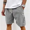 2026 Novos Shorts de Moda Masculino de Verão em Veludo Cotelê com Cordão, Estilo Europeu e Americano, Cor Sólida, Shorts Esportivos Casuais