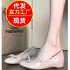 Sapato Feminino Baixo de Couro de Cordeiro Brilhante Cor Nude Mais Vendido 2026 Novo Estilo Ballet Francês Laço Macio Versátil Mary