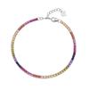 Pulsera de Plata de Ley S925 Zirconia Arcoíris Full Diamond para Mujer Estilo Ins Cadena de Tenis de Diamantes de Colores Lujo Ligero Europeo y Americano Venta al por Mayor