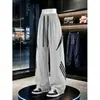 Calça listrada americana de alta qualidade para uso diário, calça esportiva de secagem rápida da moda para o verão, calça reta solta e estilosa