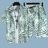 Terno casual para homens de secagem rápida terno de praia havaiano camisa floral de manga curta para homens shorts de praia casal combinando terno de duas peças