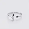 Anel Aberto em Prata de Lei S925, Estilo Coreano, Design Moderno e Requintado, Anel Simples de Rabo de Peixe Cravejado com Diamantes, Anel Personalizado para Mulheres