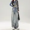 Jeans Rasgado Vintage de Nicho para Mulheres Verão 2025 Tendência Versátil Novo Petite Reto Solto Calças Wide-Leg