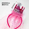 Faixa de Cabeça Coroa de Coluna de Aço para Aniversário Infantil Rede HAPPY BORSTDAY Headband Acessório de Cabeça Feminino Atacado