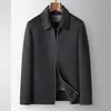 Chaqueta para Hombre 2026 Otoño/Invierno Cuello Solapa Cierre de Cremallera con Forro de Plumas Extraíble Abrigo de Lana Doble Cara Exclusivo para Ventas Transfronterizas