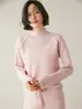 Nuevo Suéter de Cachemira de Color Sólido con Cuello Medio para Mujer Otoño/Invierno 2026, Suéter Base de Punto Grueso Holgado con Puntadas Externas