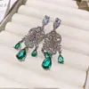 Lágrimas Azuis~Zircônia Oval Azul Lagoa Brincos de Gota d'Água Estilo Palácio de Banquete Brincos de Luxo Brincos de Alta Qualidade para Mulheres