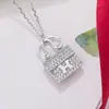 Collar de Plata de Ley S925 con Forma de Bolso 'H' Carta de Amor, Full Diamond, Estilo Trendy de Influencer para Clavícula para Mujer, Una Pieza al por Mayor