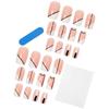 Parche de uñas francés corto a rayas, acabado extraíble, 24 piezas