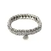 Pulsera de Disco Redondo de Metal Multicapa Francesa Estilo Bohemio Plata Retro Lujo Ligero Pulseras Apilables Joyería de Moda de Gama Alta