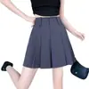 Falda short de traje plisada para mujer, estilo fino de verano 2026 modelo nuevo, pantalones casuales de cintura alta adelgazantes, pantalones anchos holgados
