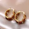Aretes Redondos con Incrustaciones de Diamantes Electrochapados en Oro Real de 18K, Aretes Estilo Maillard Retro Moda, Aretes de Lujo Ligero y Gama Alta