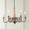 Nuevo Candelabro Retro Estilo Americano, Iluminación de Madera Maciza para Comedor, Iluminación Creativa de Diseñador Francés para Sala de Estar, Casa de Huéspedes, Lámpara de Velas para Dormitorio