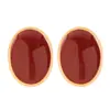 Pendientes de Botón Geométricos de Esmalte Borgoña de Moda y Únicos Estilo Hong Kong, Lujo Ligero, Pendientes Elegantes y de Alta Gama