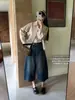 Su Xinlan/YOUMO Nuevo Estilo Perezoso de Principios de Otoño Jeans Acortados Curvos con Estampado de Ojo de Gato 17375 (con cinturón)