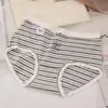 Roupa íntima feminina de algodão puro com estampa de desenho animado, cintura média, borda de renda, listrada, bolinhas, estilo coreano, moda, menina, estudante, short triângulo