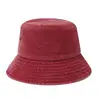 Sombrero de pescador lavado, sombrero de pescador de mezclilla lavado retro estilo Hong Kong, sombrero de cubo transpirable de color sólido de ala corta vintage de moda para parejas