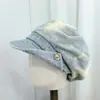 Boina de brim lavada com efeito desgastado para mulheres, estilo retrô japonês, para circunferência de cabeça grande, chapéu de artista, faz o rosto parecer menor, chapéu octogonal versátil, moderno
