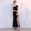 Vestido de Noche para Mujer 2026, de un Hombro, Elegante, para Banquetes de Alta Gama, Lujo Ligero, de Cola de Pez para Verano, Sexy para Discoteca